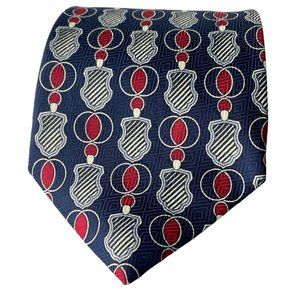4/$25 Sidae Men’s Necktie Navy Blue Red Polyester‎ Geometric Ornament Print Tie